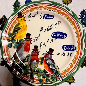 *NWT Anthro Nathalie Lete Holiday 12 Days of Christmas 4 Calling Birds Plate* 🎄